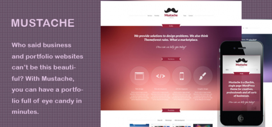  Mustache exhibition/business WordPress theme template