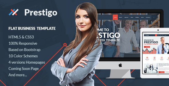  Adaptive Prestigo Flat Multipurpose HTML5 Static Website Template