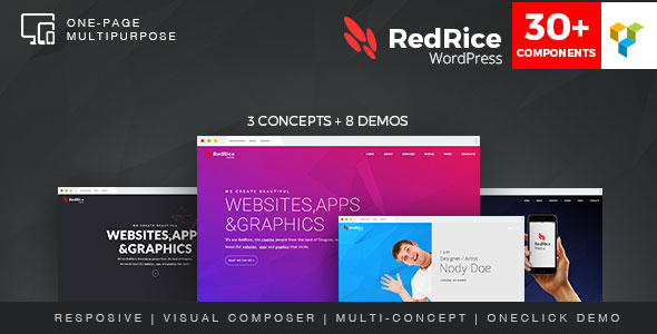  RedRice - simple single page multi-purpose website WordPress Chinese theme