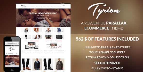  Tyrion Flexible Parallax Shopping Mall WordPress Theme v1.8.0