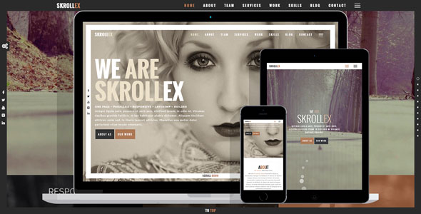  Skrollex - One Page Parallax Website Template WordPress Theme