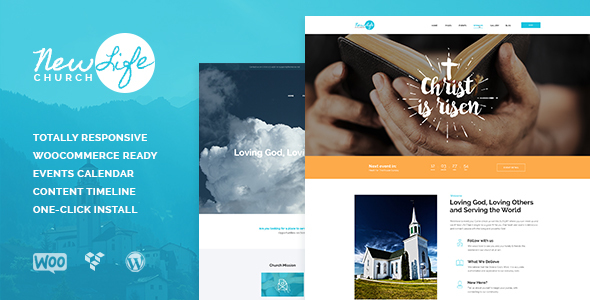  New Life - Church and Religion Website Template WordPress Theme