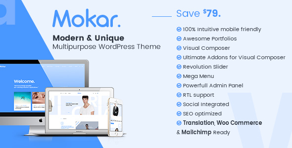 Mokar - 现代多用途网站模板WordPress主题