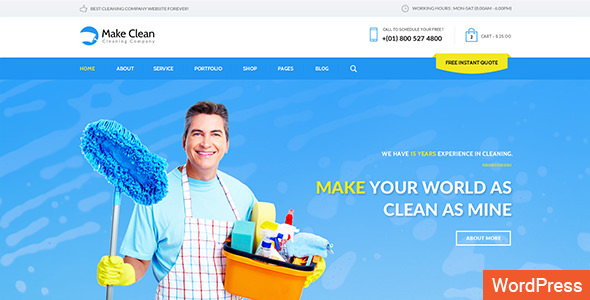  Make Clean v1.3 - WordPress theme of cleaning company