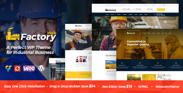  Factory HUB - WordPress theme of engineering factory construction website