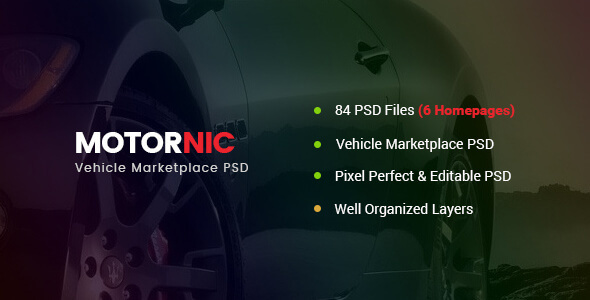  MotorNic - Automotive Market PSD Template