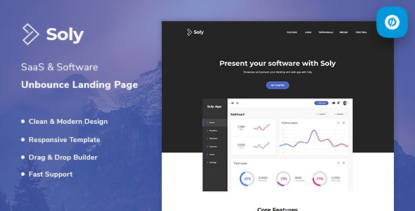  Soly - SaaS and software Unbounce landing page template
