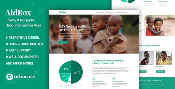  Aidbox - Charity non-profit landing page Unbounce template