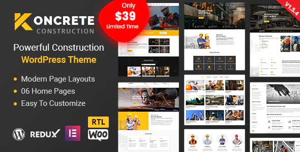  Koncrete - WordPress template for decoration and installation website of construction company