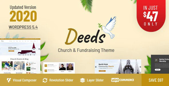  Deeds - WordPress theme of non-profit church charity website