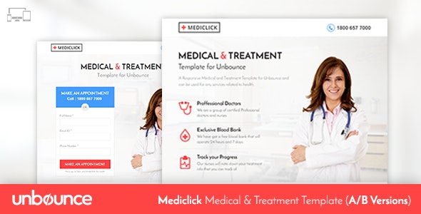  Mediclick - Unbounce template for medical landing page website