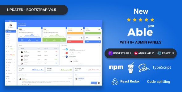  Able pro - Bootstrap 5 Angular 13&React Redux background management template