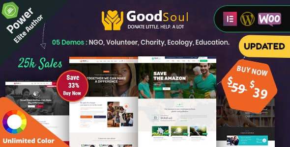 GoodSoul - 慈善公益募捐基金网站WordPress模板