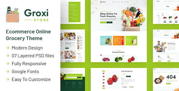Groxi - 蔬菜日用品杂货店PSD网站模板