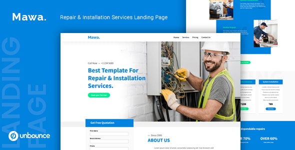  Mawa - Maintenance and installation of Unbounce template for domestic service website