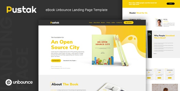  Pustak - e-book Unbounce landing page template