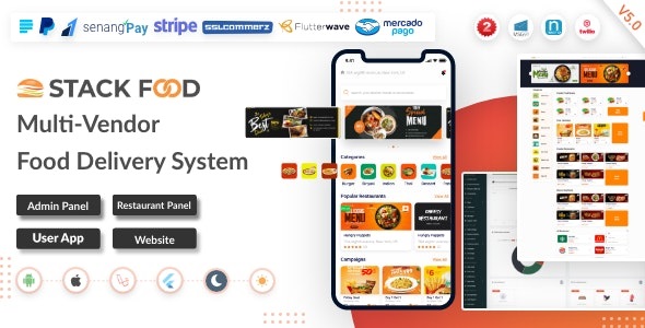  StackFood Multi Restaurant - food delivery application with Larravel management restaurant panel