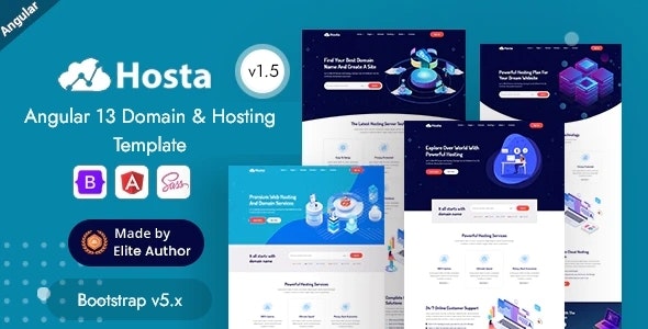  Hosta - Angular 13 template of host domain name hosting service website