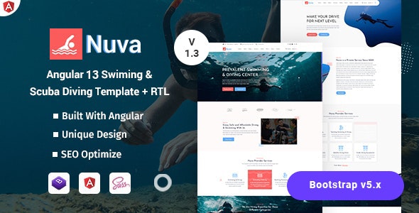  Nuva - Angular 13 Diving and Swimming Training Website Template