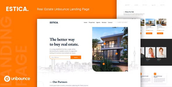 Estica - Unbounce template for responsive real estate leasing website