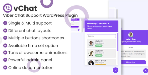  VChat - Viber Chat Support online customer service WordPress plug-in