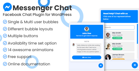  Messenger chat support - WordPress plug-in for sending and editing customer service information