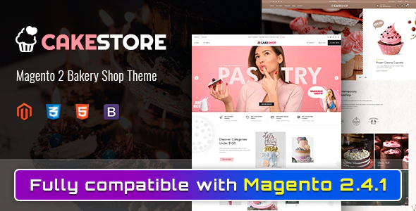 Cakestore - 响应式面包店网站模板Magento 2主题