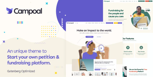  Campoal - WordPress template for non-profit crowdfunding donation website