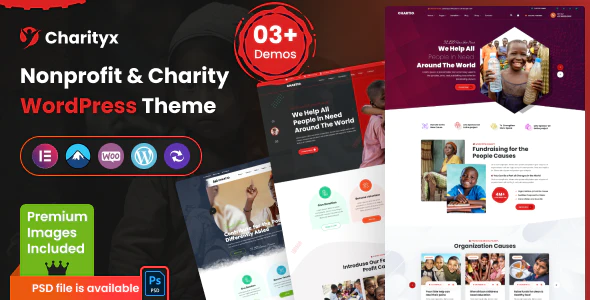  Charityx - WordPress template for responsive charity fundraising website