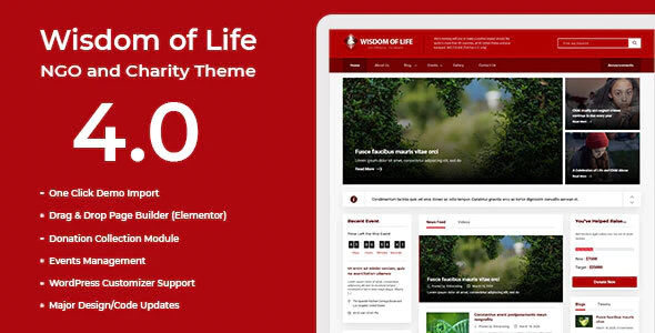  Wisdom Of Life - Clean Elegant Charity Website WordPress Theme