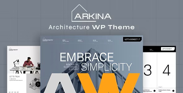  Arkina - WordPress template for architectural engineering interior decoration website
